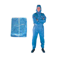 Livingstone Coveralls Protective Suit with Hood, 40gsm, Small, Non-Woven Recyclable Polypropylene and PE, Water Repellent, Blue, Loose