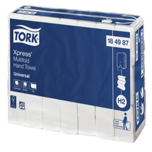 Tork Xpress Multifold Hand Towels H2, 2-Ply, 21 x 24cm, White, 230/Pack, 4830/Carton Carton