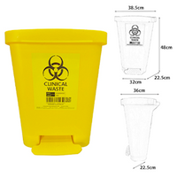 Livingstone Clinical Waste Bin, Hands-Free Foot Pedal Opening, 30L, 40 x 40 x 40cm, Polypropylene, Yellow, Each Each