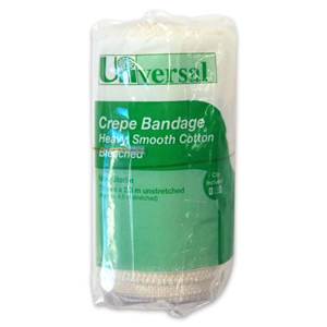 Out of Date, Discounted, Original Unopened Condition, Universal Crepe Bandage, Heavy Weight, 7.5cm x 4.5 mtrs, Smooth, White, 12/PK Pack