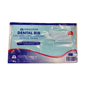 Livingstone Dental Bib or Head Pad, Unfolded, 4-ply Lined, 31 x 50cm, Large, Blue, 50/Pack, 500/Carton Carton