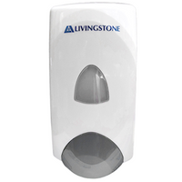 Livingstone Liquid Soap Dispenser, Manual Push,1 Litre, 13.7 x10 x24cm, ABS Recyclable Plastic, Wall Mountable, White Each
