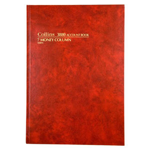 ACCT. BOOK RED H/COVER 3880 84LF A4 7 M/C EACH Each