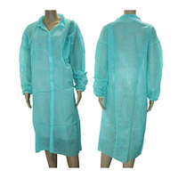 Out of Date Isolation Gown Dust Coat Long Sleeve Hook Loop Fastener Button w/Pocket Freesize Nwoven Green Ls Discounted While Stocks last Each