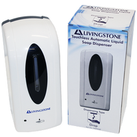 Livingstone Touchless Automatic Alcohol Gel and Liquid Soap Dispenser, 1 Litre, 26.5x12 x12cm, Plastic, White Each