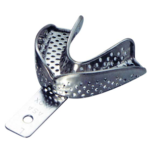 Asa Inox Permalock Dental Impression Trays, Perforated, 74 x 57mm, Retention Rim, Lower, Medium, Stainless Steel, Each