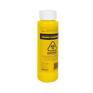 Fast Aid Needles Sharps Waste Collector, 150mL, 14 x 4.3 x 4.3cm, Recyclable Plastic, Yellow, Each Each