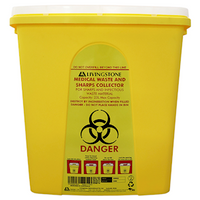Livingstone Needles Sharps Waste Collector, 23 Litres, with Sliding Lid and Finger Guard, Recyclable Plastic, Each Each