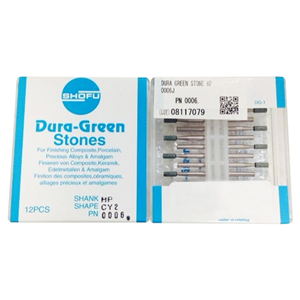 Shofu Dura Green Stones, Shank HP, Shape KN4, No 0026, 12/Pack