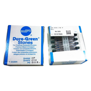Shofu Dura Green Stones, Shank HP, Shape KN4, No 0026, 12/Pack