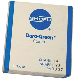 Shofu Dura Green Stones, Shank HP, Shape KN4, No 0026, 12/Pack