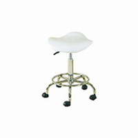 Livingstone Cutting Stool, White Saddle Stool with Chrome Base, Each