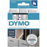 Dymo Tape 400, 12 mm x 7.5 metres, Black on Clear, Each Each
