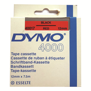 DYMO TAPE 4000 12MMX7.5M RED ON WHITE EACH Each