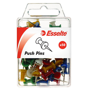 Esselte Push Pins Assorted Colours, 50/pack Pack