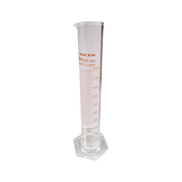 Lincon Measuring Cylinder with Hex Base and Spout, Tall Form, Class A, 500mL, 55 x 350(H) mm, Amber Stain Grad, Boro Glass, 1/Box Each