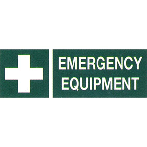Livingstone Printed Sign 'Emergency Equipment', 100 x 300 mm, Self Adhesive Sticker, Each Each