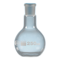 Monash Flat-Bottom Spherical/Boiling Flask, 250ml, Socket Joint 24/29, Single Medium Neck, Borosilicate Glass, Clear, Each