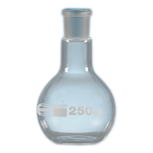 Monash Flat-Bottom Spherical/Boiling Flask, 250ml, Socket Joint 24/29, Single Medium Neck, Borosilicate Glass, Clear, Each