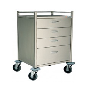 FORTRESS HEALTHCARE STAINLESS STEEL 4 DRAWER TROLLEY Each