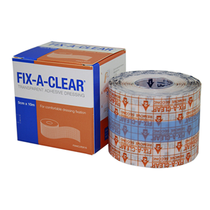 Fix-A-Clear Transparent Adhesive Waterproof Tape Dressing, 5cm x 10 Metres, Low Allergy, Each Box