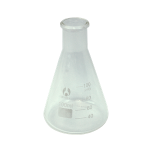 Bomex Erlenmeyer Conical Flask, 100ml, Narrow Neck, 20mm Inner Neck Diameter, Borosilicate Glass, Graduated, Each