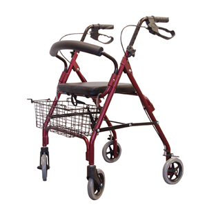 Livingstone Hi-Grade Aluminium Walking Frame Rollator with Handbrake and Basket, 6 Inches Wheel, 79 - 90cm, Adjustable Height, Each Each