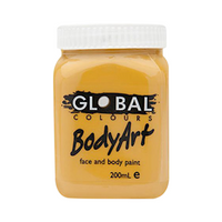 Global Colours Body Art Face Paint, Yellow Oxide, 200ml, Each Each