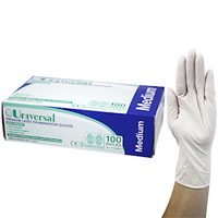 Universal Biodegradable Latex Examination Gloves, AS/NZ Standard, Low Powder, Large, Cream Colour, 100/Box Box