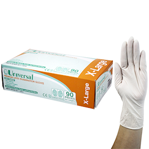 Universal Biodegradable Latex Examination Gloves, AS/NZ Standard, Low Powder, Large, Cream Colour, 100/Box Box