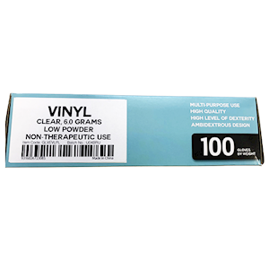 Economy Vinyl Gloves, Recyclable, Low Powder, Large, 6.0g, Clear, Non Therapeutic Use, 100 Pieces/Box