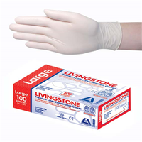 Livingstone Premium Biodegradable Latex Examination Gloves, AS NZ Standard, Low Powder, Large, Cream, 100/Box, 1,000/Carton Carton