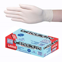 Out of Date Lincon Latex Examination Gloves, AS/NZ, Low Powder, 6.0g, Large, Cream Colour, HACCP, 100/Box Discounted, While Stocks last Box