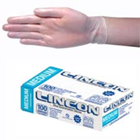 Out of Date,BIG DISCOUNT, Lincon Vinyl Gloves, Low Powder, 5.0g, HACCP, Medium Clear, 100/Box, As NEW Condition, Whilst Stock Last Box