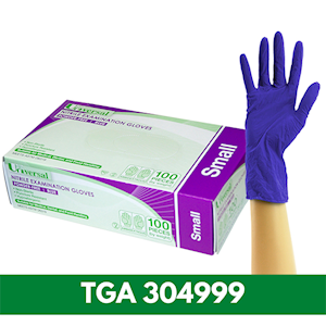 Universal FTU FIRST TIME USER PROMO Nitrile Exam Gloves, ASTM Standard, Powder Free, EN374 Cobalt Blue, HACCP Grade, Small, 100/Box Box