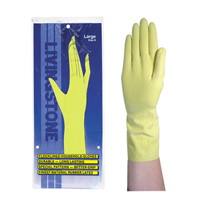 Household Flocklined Rubber Gloves, Size 6.5 - 7.0, Small, Pink, Pair Pair