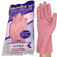 Skin Shield Silver Lined Natural Rubber Gloves, Biodegradable, Size 6.5, Blue, Vanilla Scent, Extra Thick, HACCP Grade, 1 Pair/Pack Pair