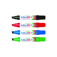 Artline 100 Permanent Marker, 12mm, Chisel Point, Assorted Colours, 6/Box Pack