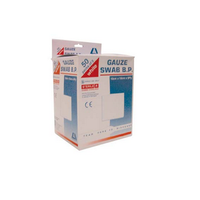 Livingstone Gauze Swabs, 10 x 10 cm x 8 ply, 100 Percent Cotton, Sterile, White, 5 Pieces/Pack, 50 Packs/Dispenser Box Box