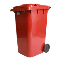 Handy Wheelie Bin, 240L, 580 x 1020 x 740 mm, 12.4kg, HDPE, Red, Each Each