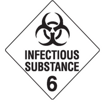 SIGN INFECTIOUS SUBSTANCE CLASS 6 POLYPROPYLENE 270MMX270MM Piece
