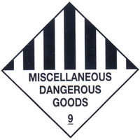 Sticker Class 9 'Miscellaneous Dangerous Goods' Biodegradable Paper, 50x50mm, 250/Roll Roll