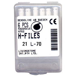 Livingstone H-Files, 21mm, No. 08, Stainless Steel, Colour-Coded, 6/Pack