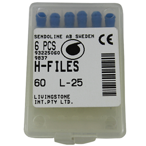 Livingstone H-Files, 25mm, No. 120, Stainless Steel, Colour-Coded, 6/Pack