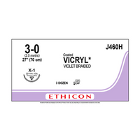 Vicryl Reverse Cut X-1 One half Circle, 3-0, Johnsons and Johnsons Box