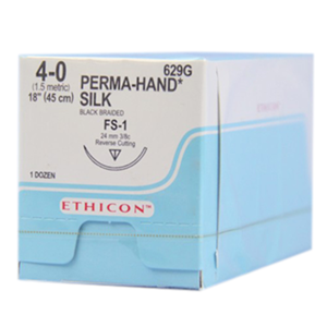 629G Ethicon Permahand Silk Suture, 4-0, FS-1 Cutting, 45cm, 12/Box Box