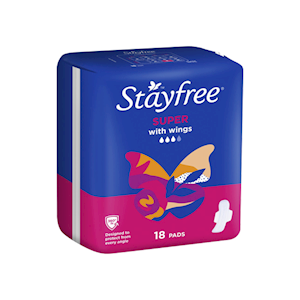 Stayfree Super with Wings Pads, 18 Pieces/Pack Pack
