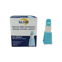 E.Z. FLEXI Device-Free Automatic Blood Letting Lancet for Blood Sampling, 23G, Depth Adjustable 1.3, 1.8, 2.3mm, 100/box Box