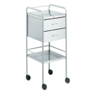 Qube Instrument Trolley, 500(W) x 500(D) x 900(H) mm, 2 Drawers with Handle and 2 Shelves with Rails, Stainless Steel Each Each
