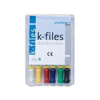 Premium Plus K-Files, 25mm, No. 15-40, Assorted, Stainless Steel, Colour-Coded, 6/Pack Pack